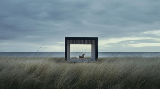 Photo un homme dans un bureau vide une installation postminimaliste inspirée par georg jensen