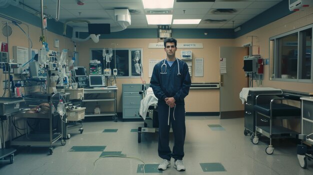 Un homme dans une chambre d'hôpital.