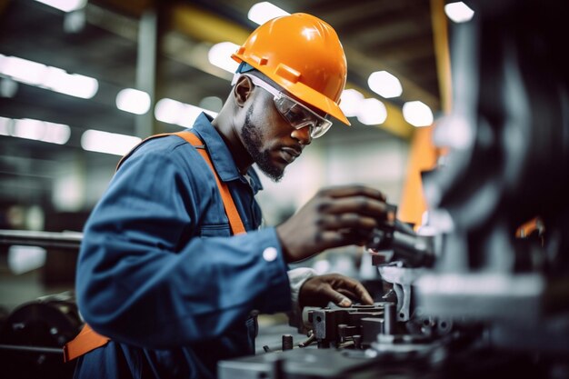 Photo un homme dans un chapeau dur et une combinaison de travail