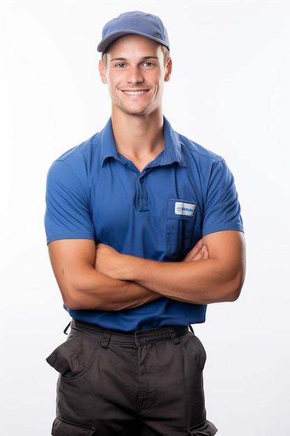 Photo un homme dans une chemise polo avec les bras croisés