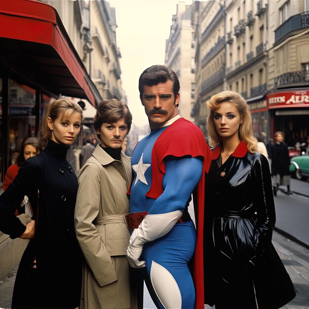 Photo un homme dans un costume rouge et blanc se tient à côté d'une femme dans un vêtement rouge et blanc