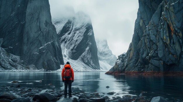 Homme dans le fjord