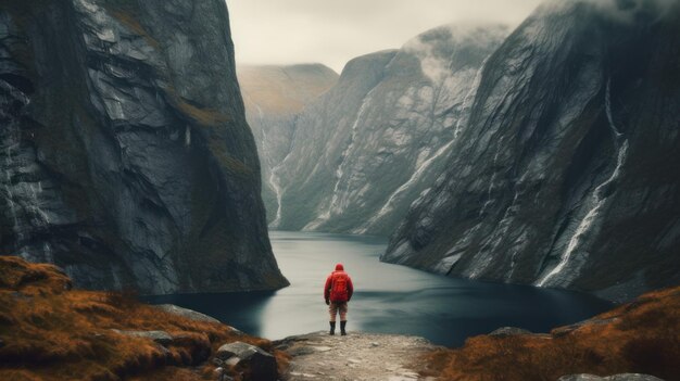 Homme dans le fjord