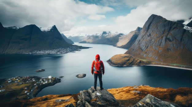 Homme dans le fjord