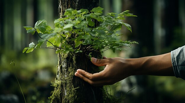 Un homme dans la forêt.