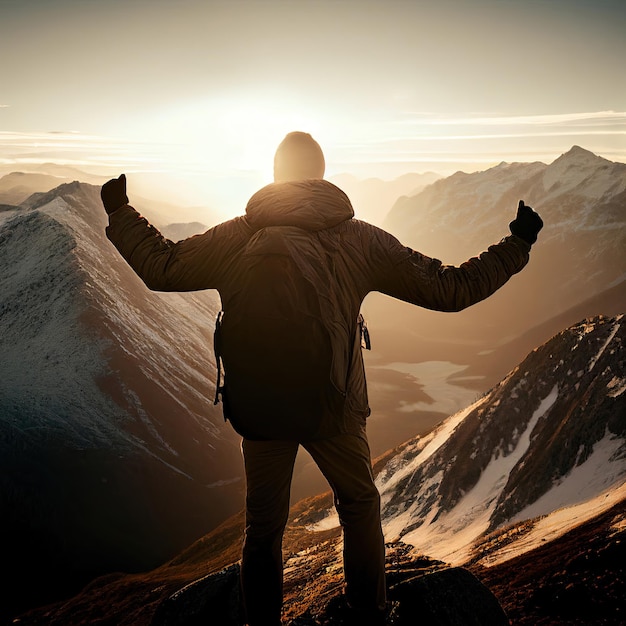 Homme dans une montagne IA générative