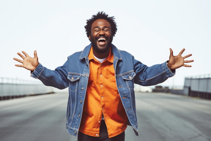 Photo un homme dans une veste en jean et orange
