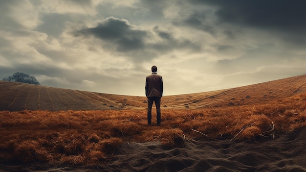 Homme debout sur la colline