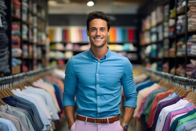 Un homme debout dans un magasin de vêtements