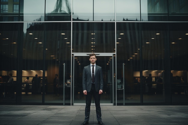 un homme debout devant le bureau