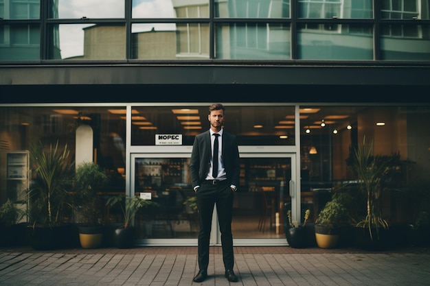 un homme debout devant le bureau