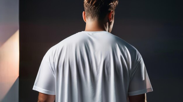 Homme debout devant le mur avec les cheveux en bun