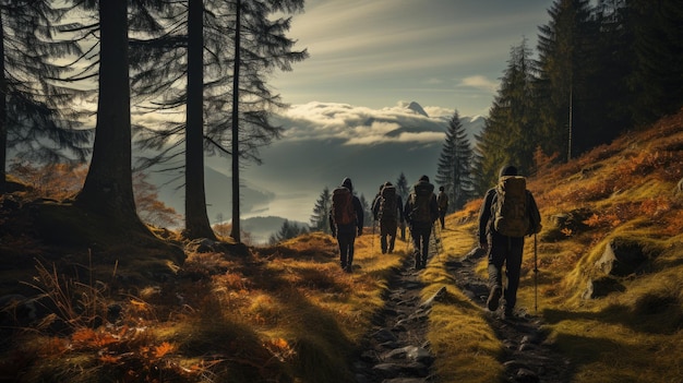 un homme debout sur une montagne au coucher du soleil