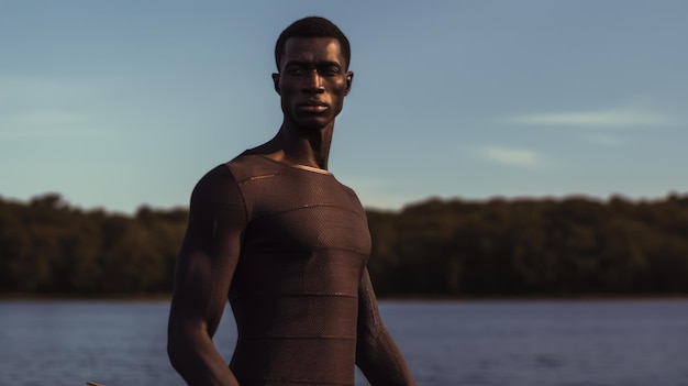 Un homme debout près de la mer HD 8K fond d'écran Stock fond d'écran Image photographique