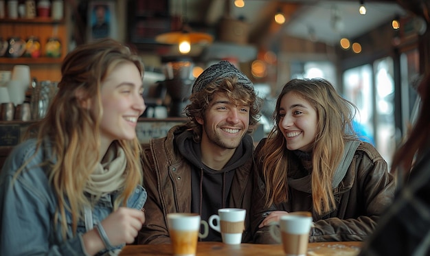 Photo un homme et deux femmes sourient et l'un d'eux porte un foulard