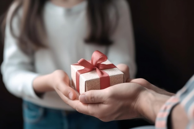 Homme donnant un cadeau à une fille