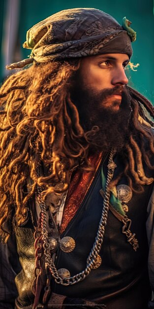 Photo un homme avec des dreadlocks et une barbe porte une chemise à manches longues