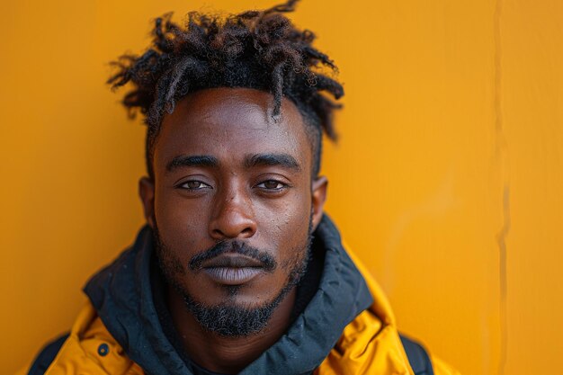 Homme avec des dreadlocks dans une veste jaune IA générative