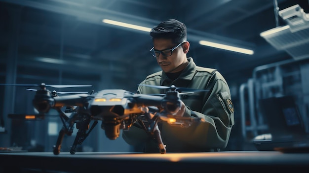 Un homme avec un drone.