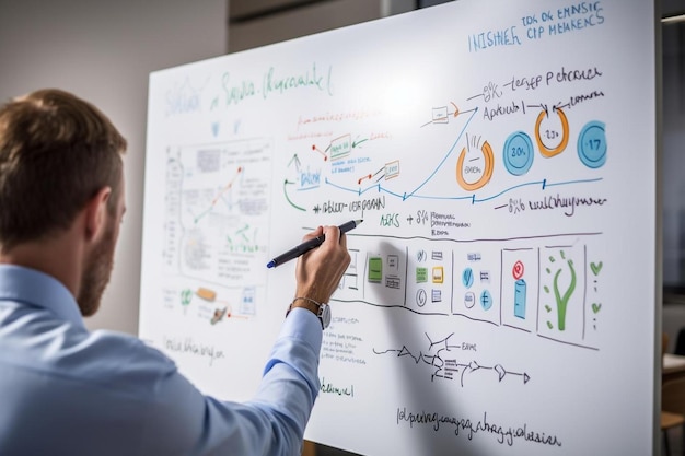 Un homme écrit sur un tableau blanc avec les mots " non. " dessus.