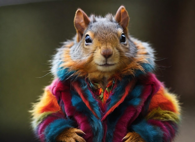 Photo un homme écureuil portant une veste multicolore rétro