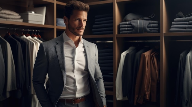 L'homme élégant dans le vestiaire, le style et la mode masculine.