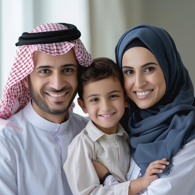 Un homme et un enfant sourient à la caméra