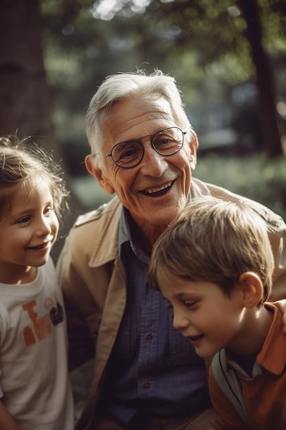 Un homme avec des enfants