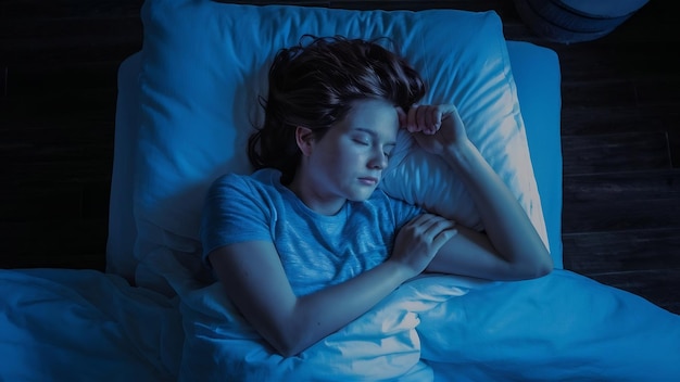 Un homme épuisé dormant dans son lit.