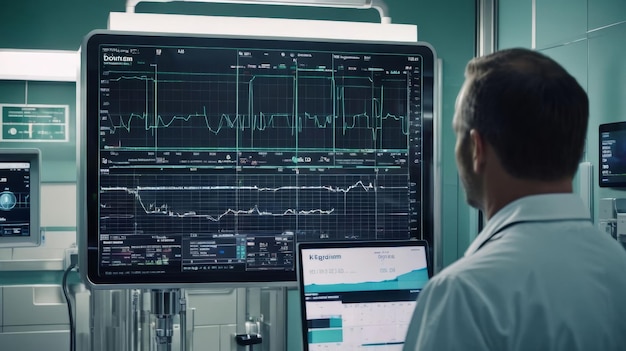 Photo un homme examine un moniteur à l'hôpital