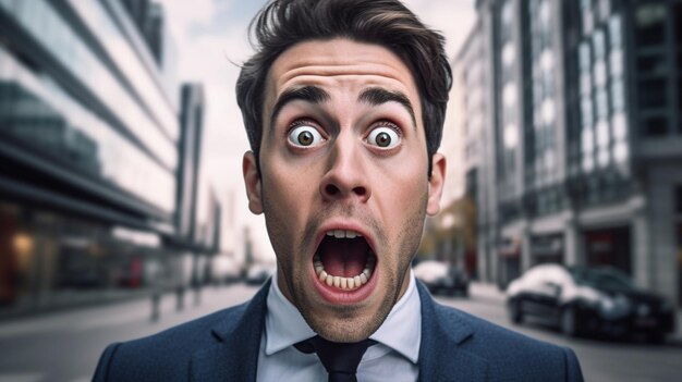 Un homme avec une expression surprise sur son visage