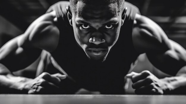 Photo un homme fait des burpees pendant un entraînement de force au gymnase