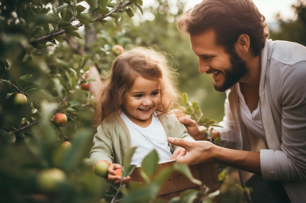 Homme famille heureuse mère jardin ensemble père