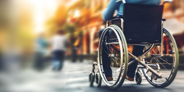 Homme en fauteuil roulant avec handicap physique trouble de la mobilité copier l'espace pour le texte