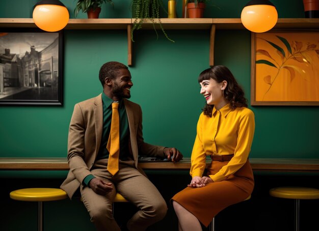 Un homme et une femme assis à table