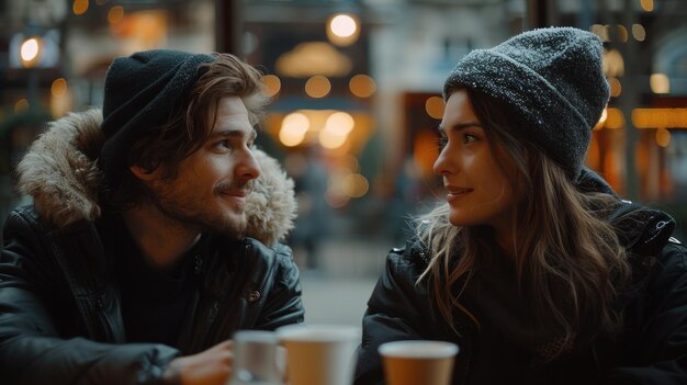 Un homme et une femme assis à table