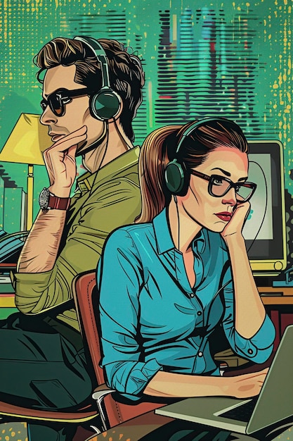Un homme et une femme au bureau avec un ordinateur portable