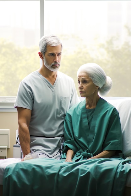 Un homme et une femme dans un lit d'hôpital.