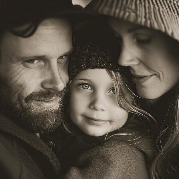 Un homme et une femme avec un enfant au milieu d'eux ai