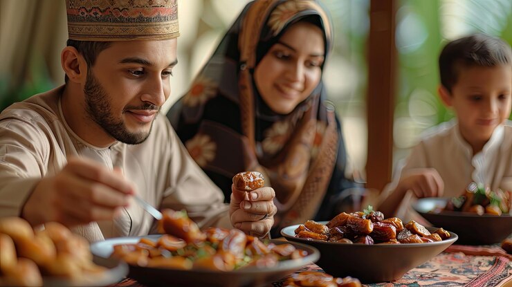 Photo un homme et une femme mangent de la nourriture d'une assiette avec de la nourriture
