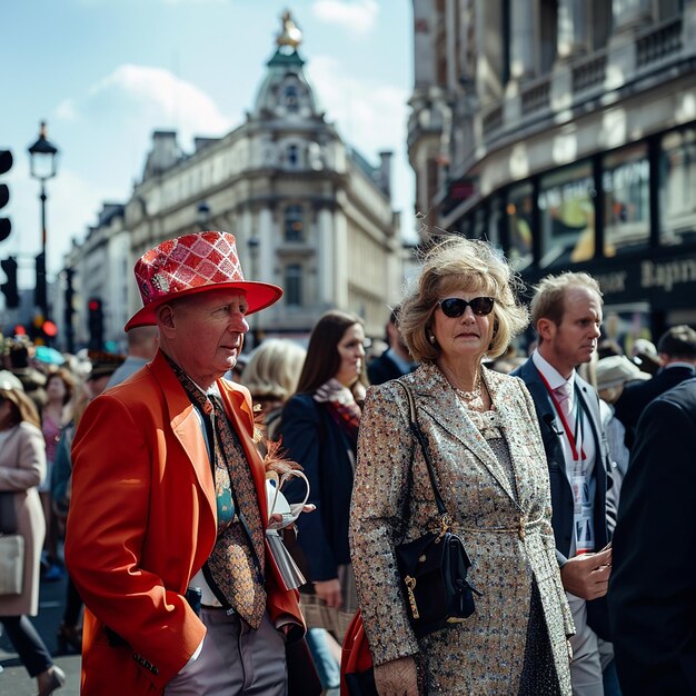 Photo un homme et une femme marchent dans la rue et l'un d'eux porte une veste rouge