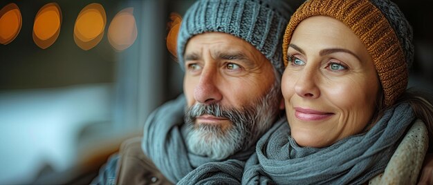 Un homme et une femme portant des foulards à l'extérieur