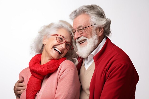 Photo un homme et une femme posent pour une photo avec un homme portant un pull rouge
