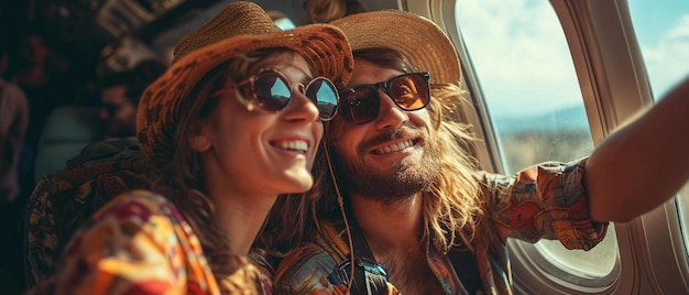 Photo un homme et une femme prenant un selfie