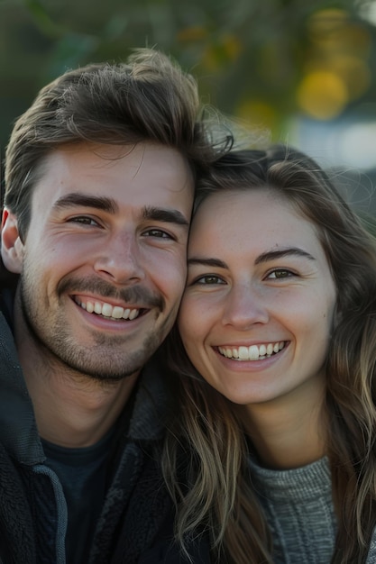 Un homme et une femme rayonnent de bonheur en posant pour la caméra.