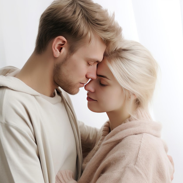 Un homme et une femme s'embrassant.