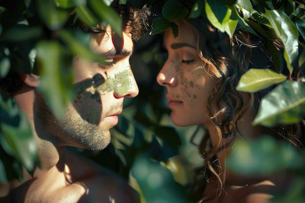 Photo un homme et une femme se regardent sous un arbre