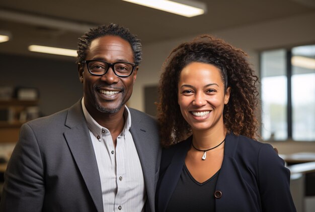 un homme et une femme souriant à la caméra