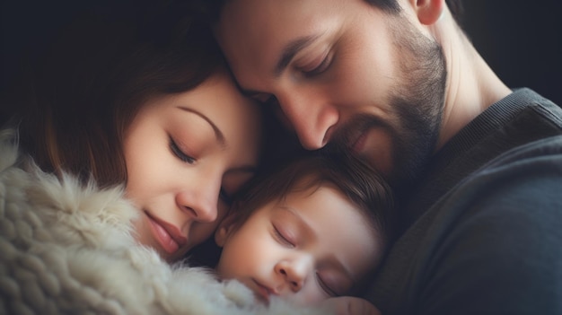 Un homme et une femme tiennent un bébé.