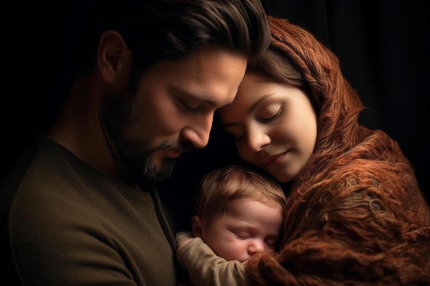 Un homme et une femme tiennent leur bébé.